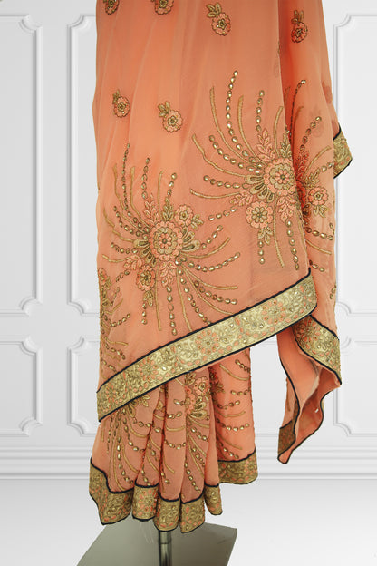 New Peach and Gold Saree Set