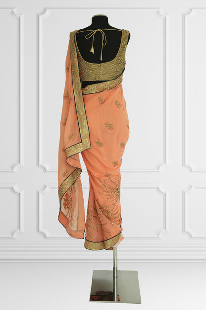 New Peach and Gold Saree Set