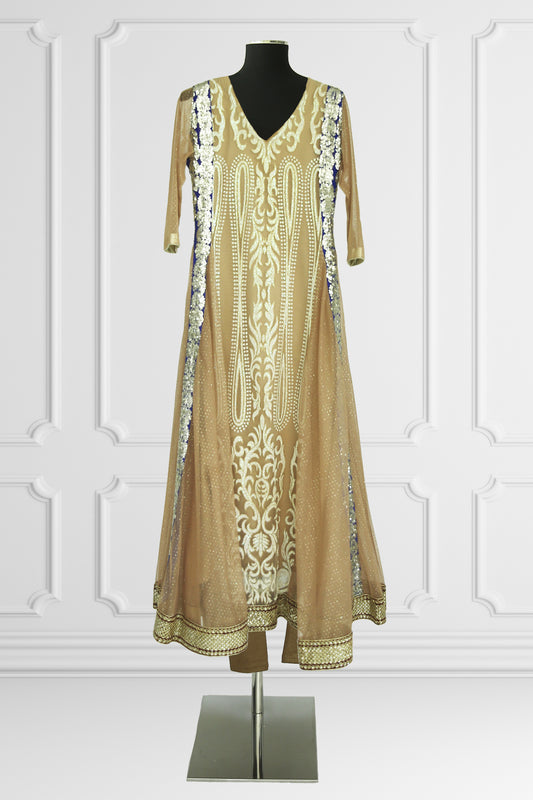 Nude Embroidered Anarkali Set