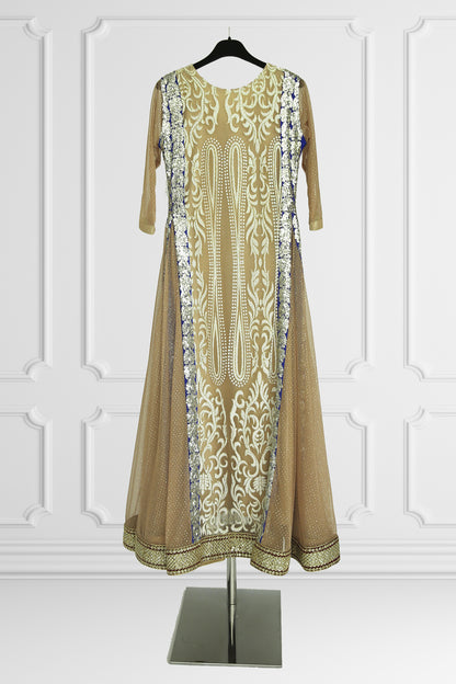 Nude Embroidered Anarkali Set