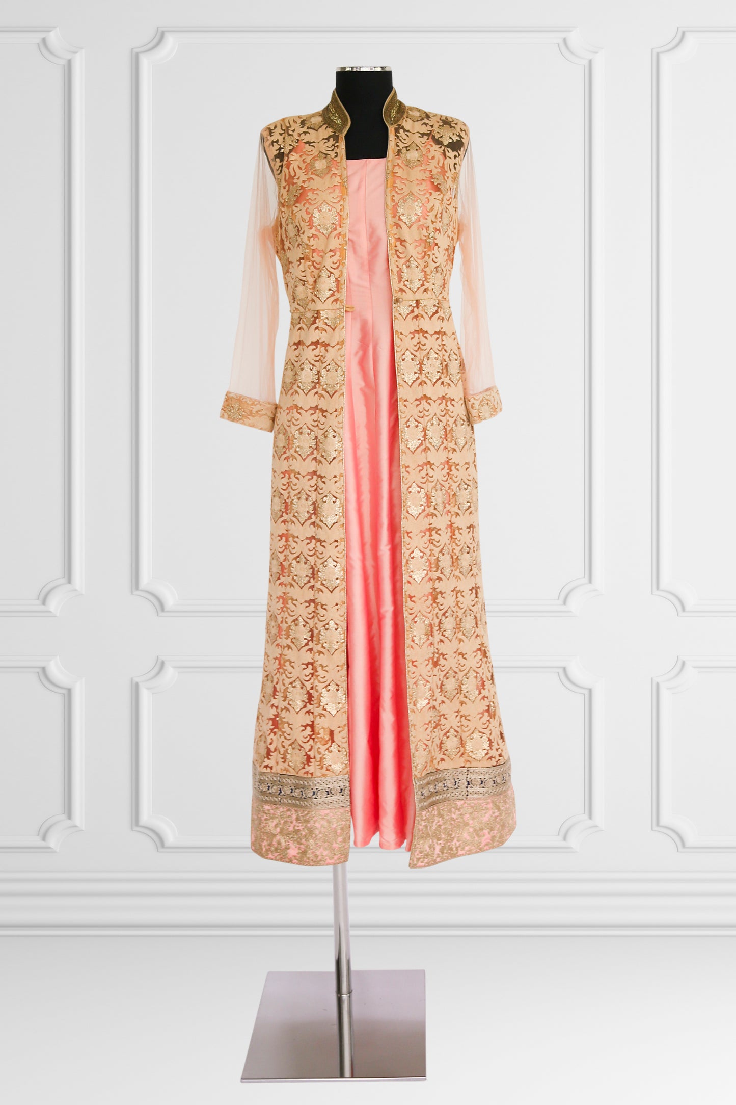 Nude and Coral Anarkali