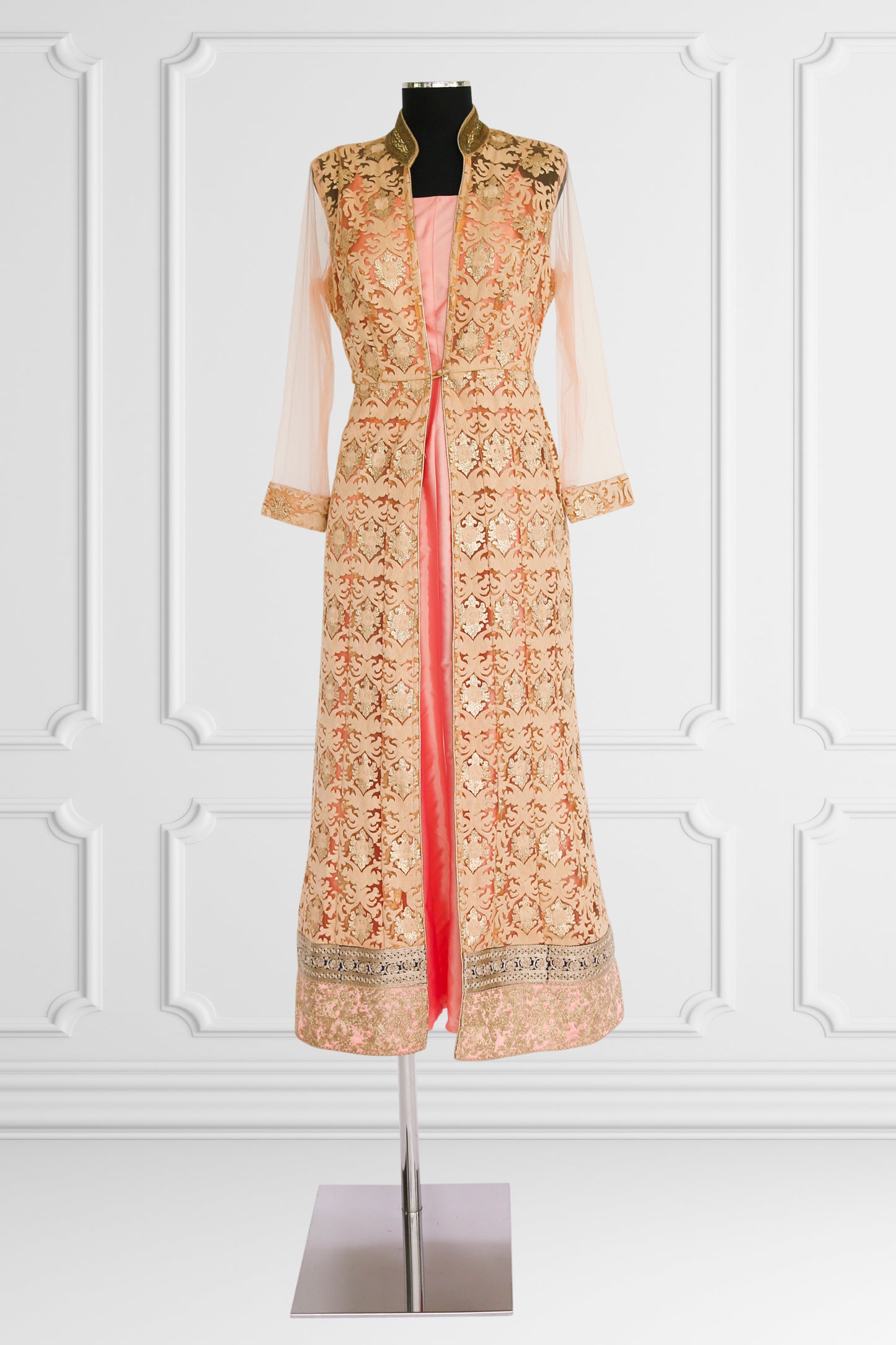 Nude and Coral Anarkali