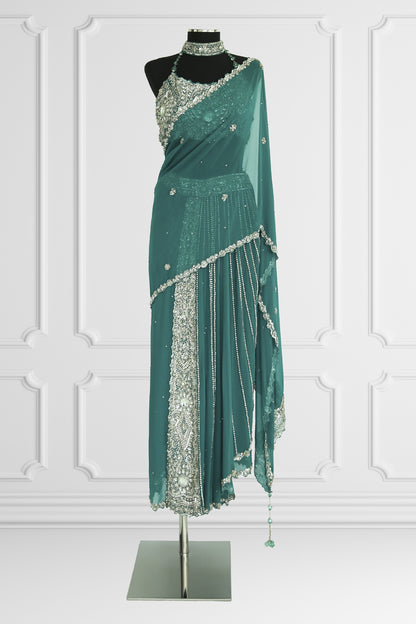 Ocean Ready Made Saree Set