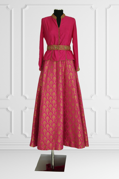 Pink Banarasi Brocade Lehenga