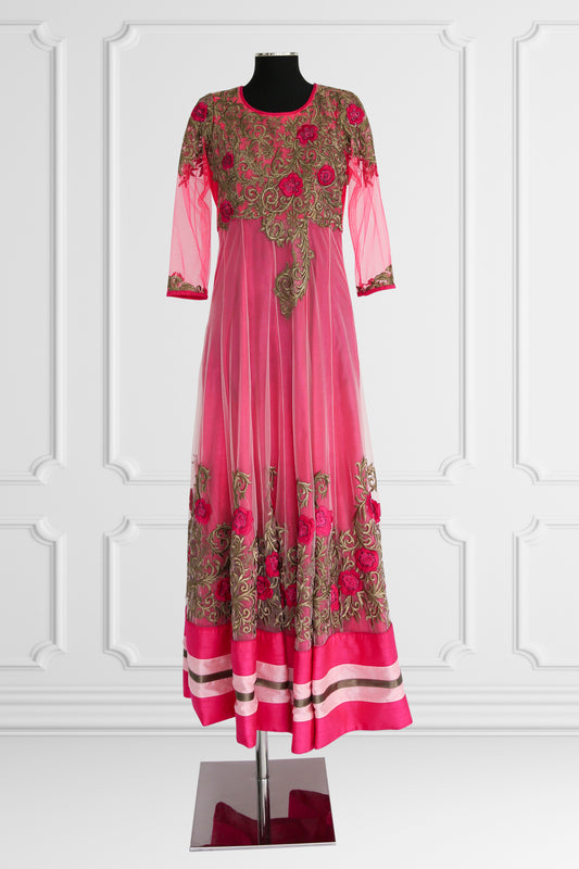 Pink Floral Anarkali