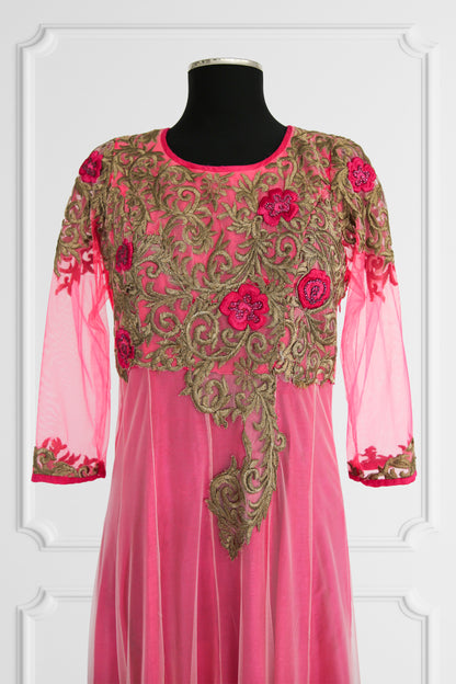 Pink Floral Anarkali