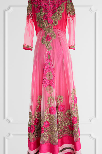 Pink Floral Anarkali