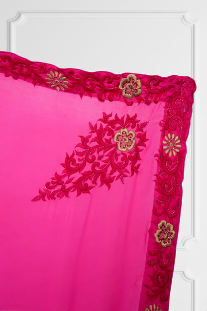 Silk Pink with Gold Embroidered Saree Set