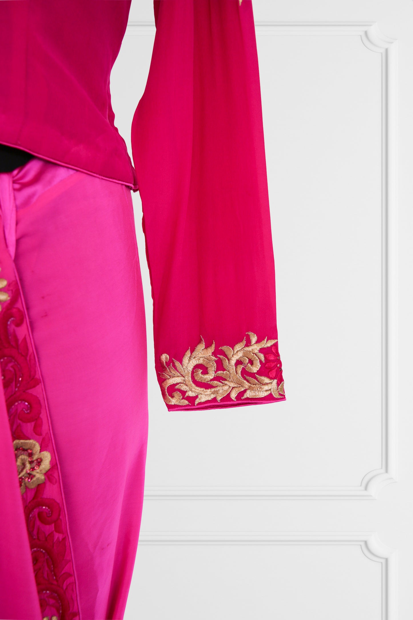 Silk Pink with Gold Embroidered Saree Set