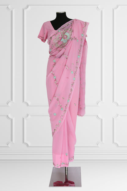 Blossom Grace Pink Saree Set