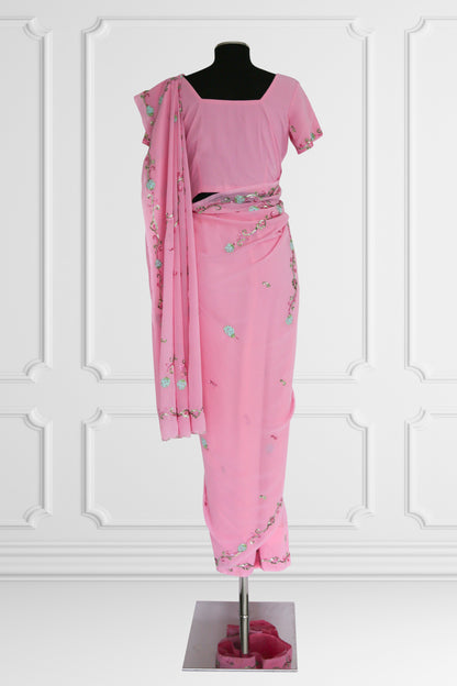 Blossom Grace Pink Saree Set