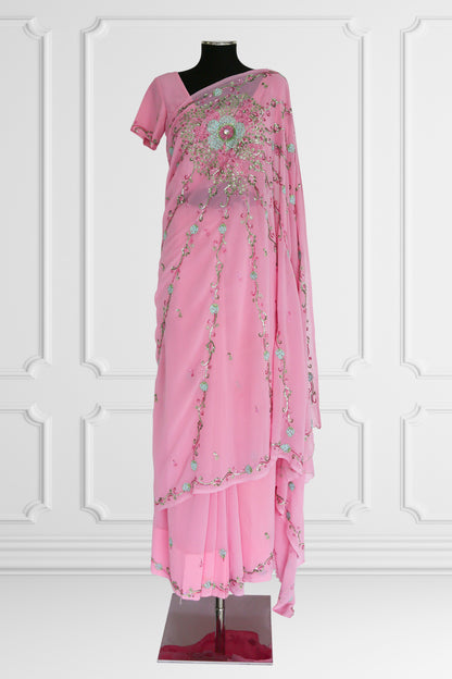 Blossom Grace Pink Saree Set