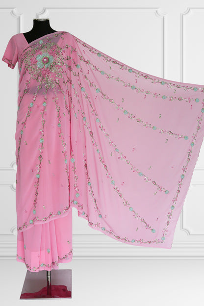 Blossom Grace Pink Saree Set