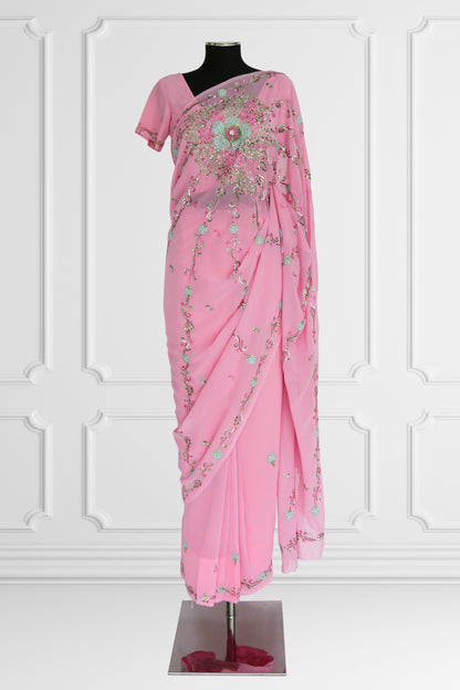 Blossom Grace Pink Saree Set