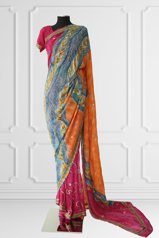 Printed Colorful Saree Set