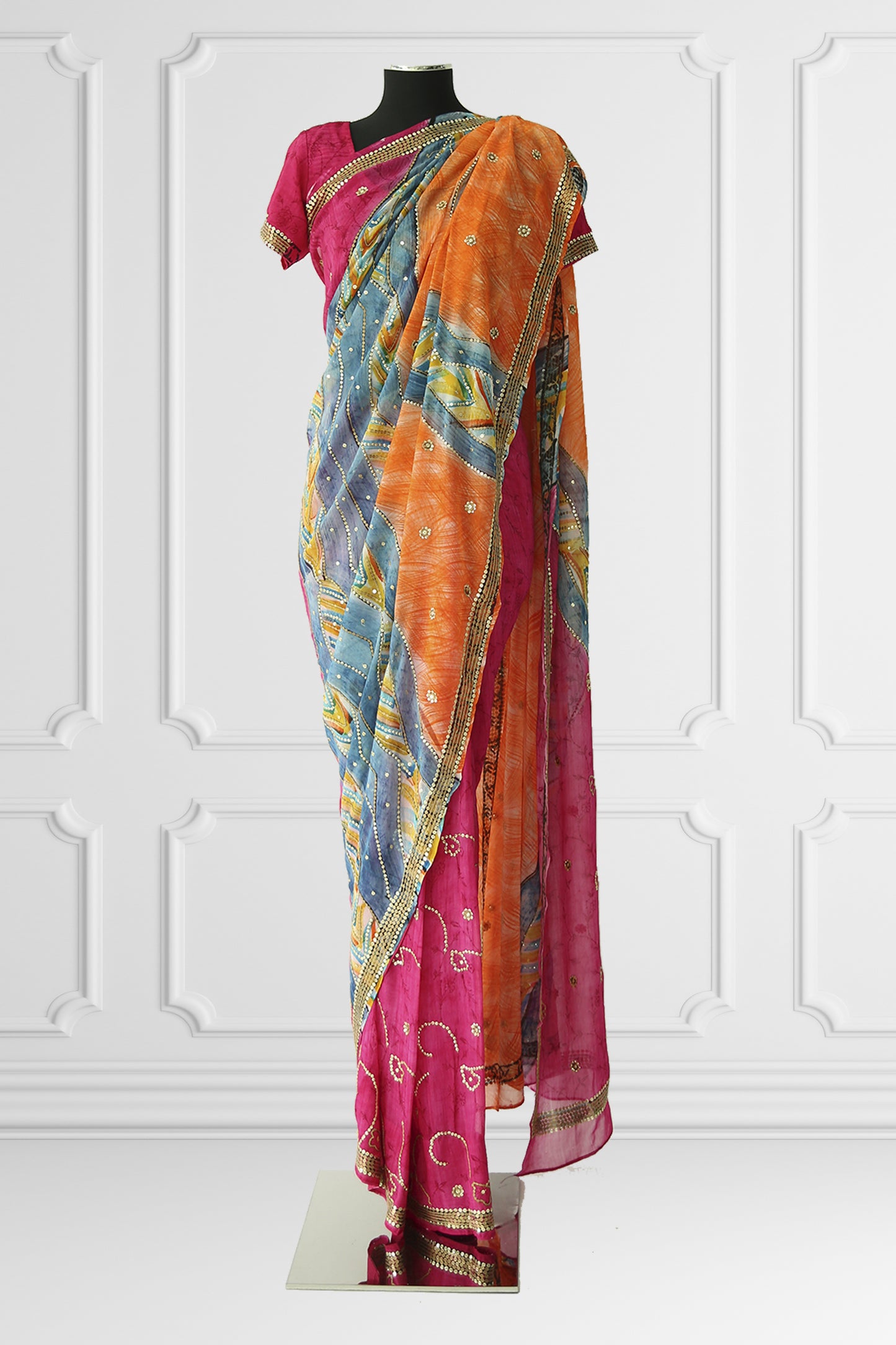 Printed Colorful Saree Set