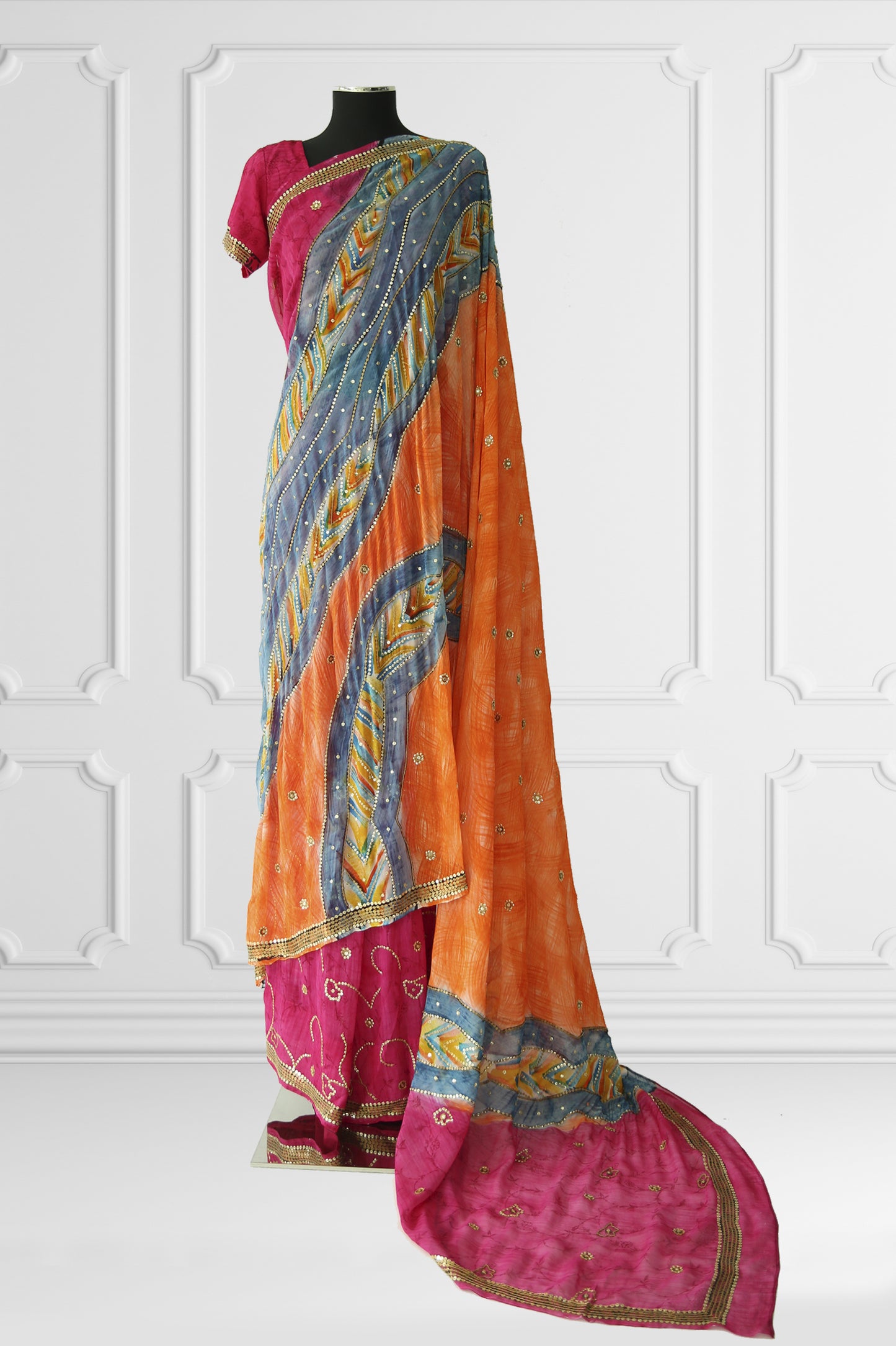 Printed Colorful Saree Set