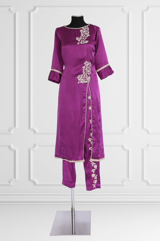 Silk Purple Kurta Set