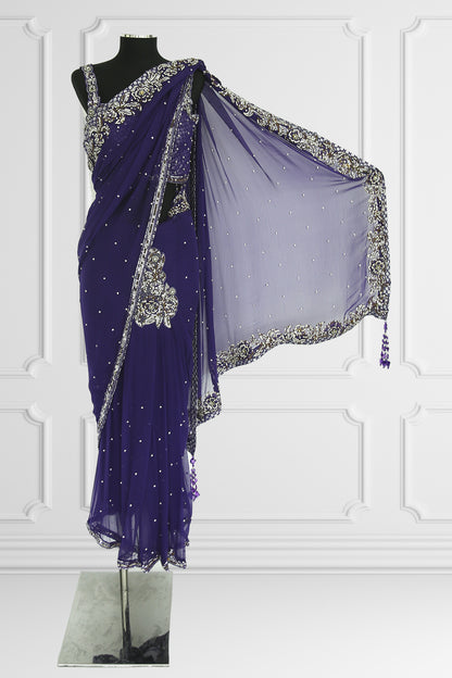 Purple Ready Made Saree Set