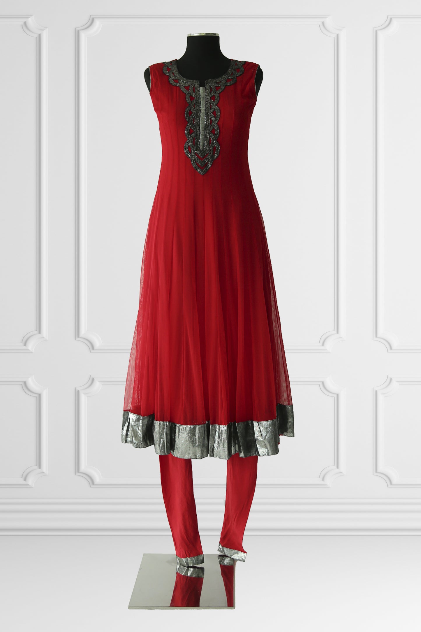 Red Anarkali Set