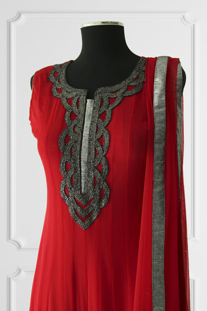 Red Anarkali Set