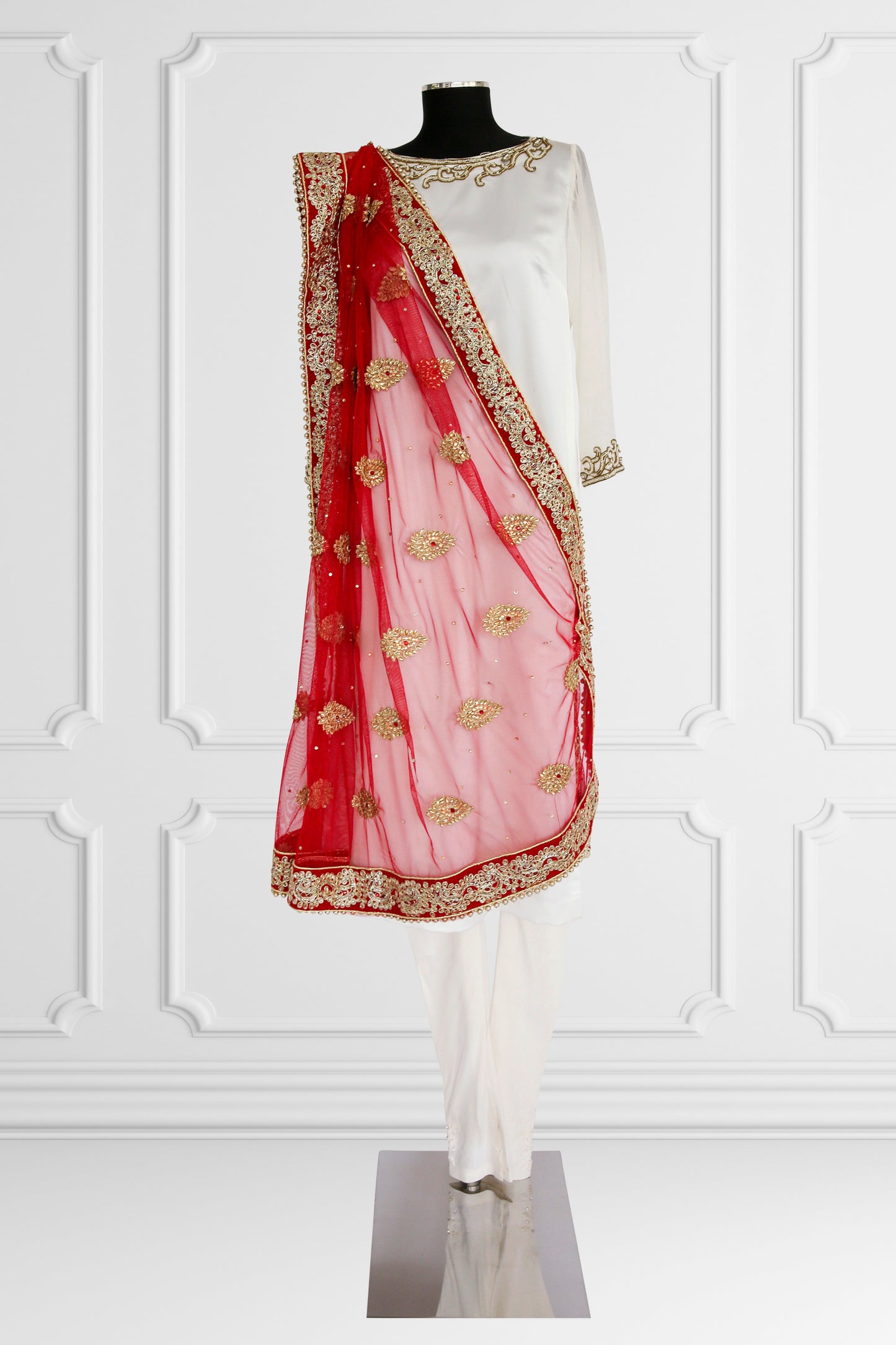 Regal Ruby Embroidered Dupatta