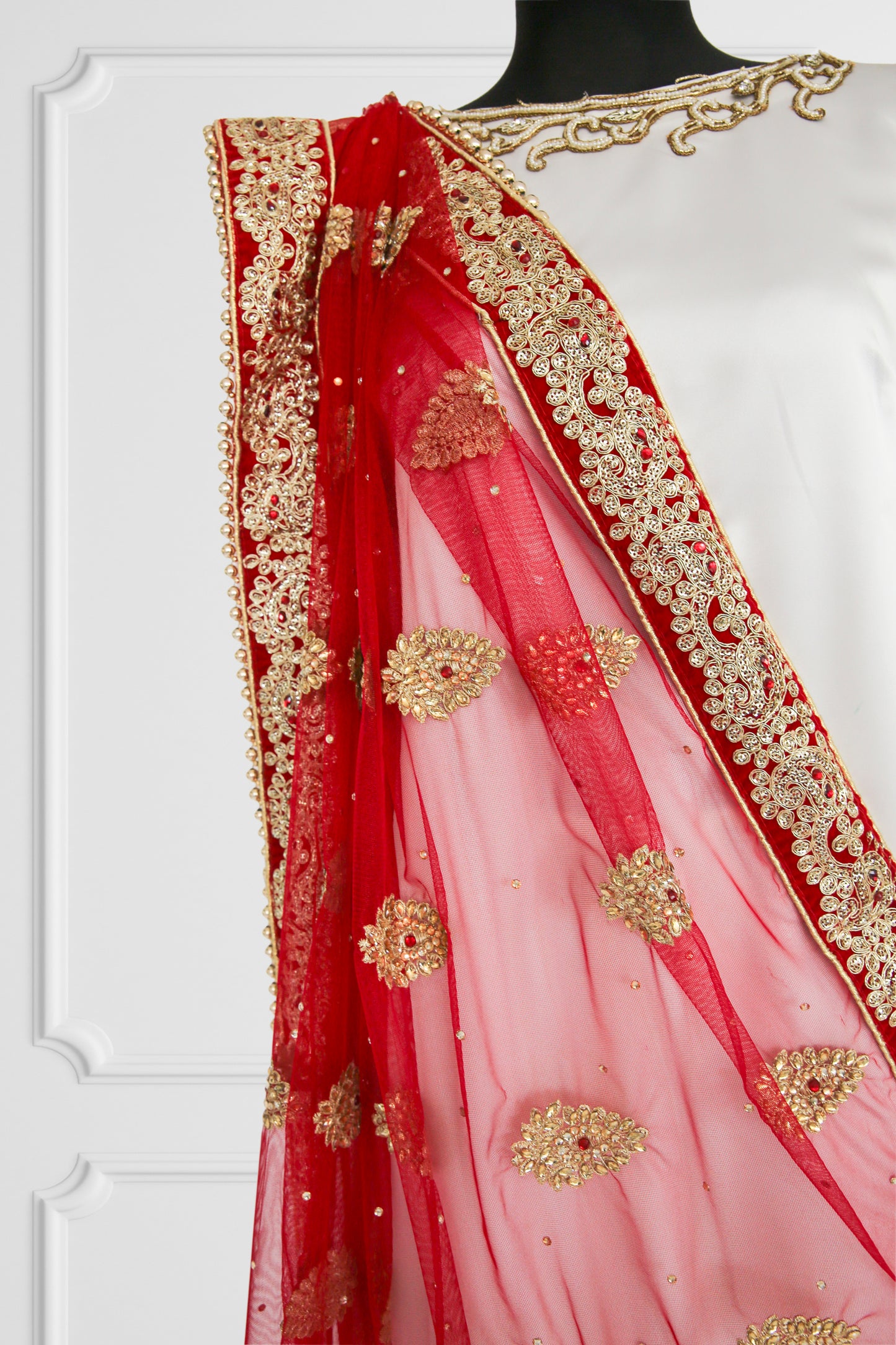 Regal Ruby Embroidered Dupatta