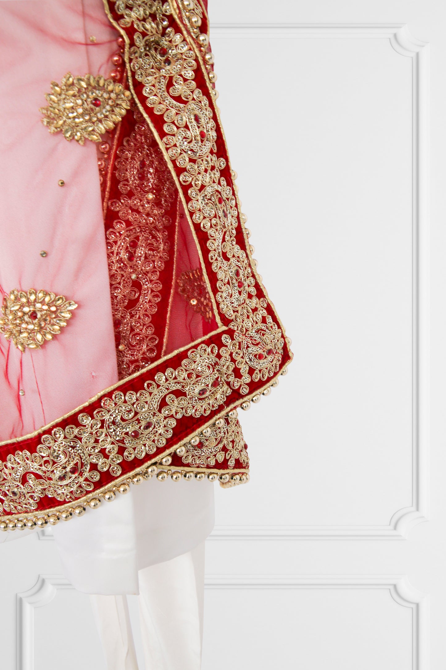 Regal Ruby Embroidered Dupatta