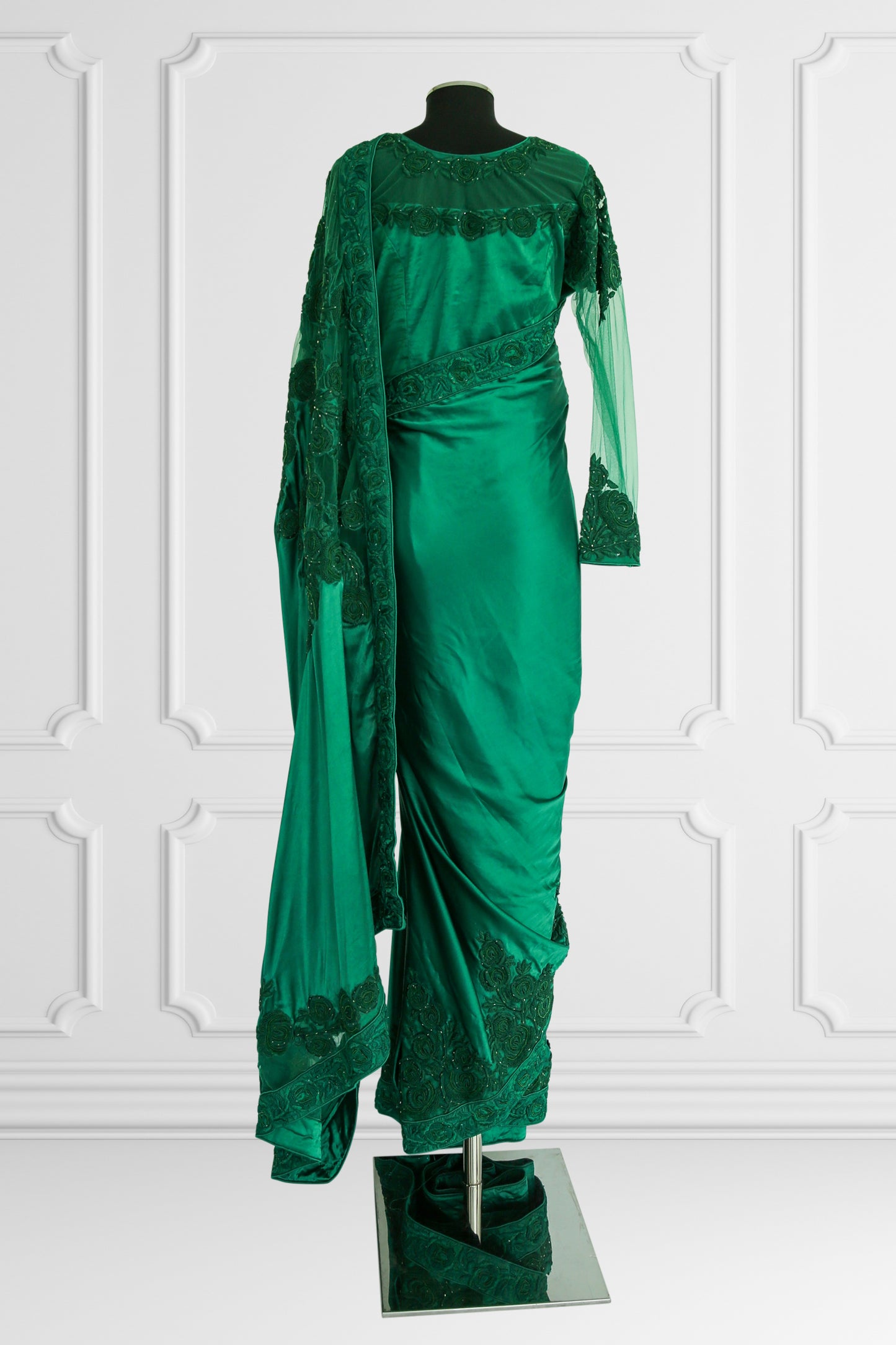 Silk Emerald Green Saree Set