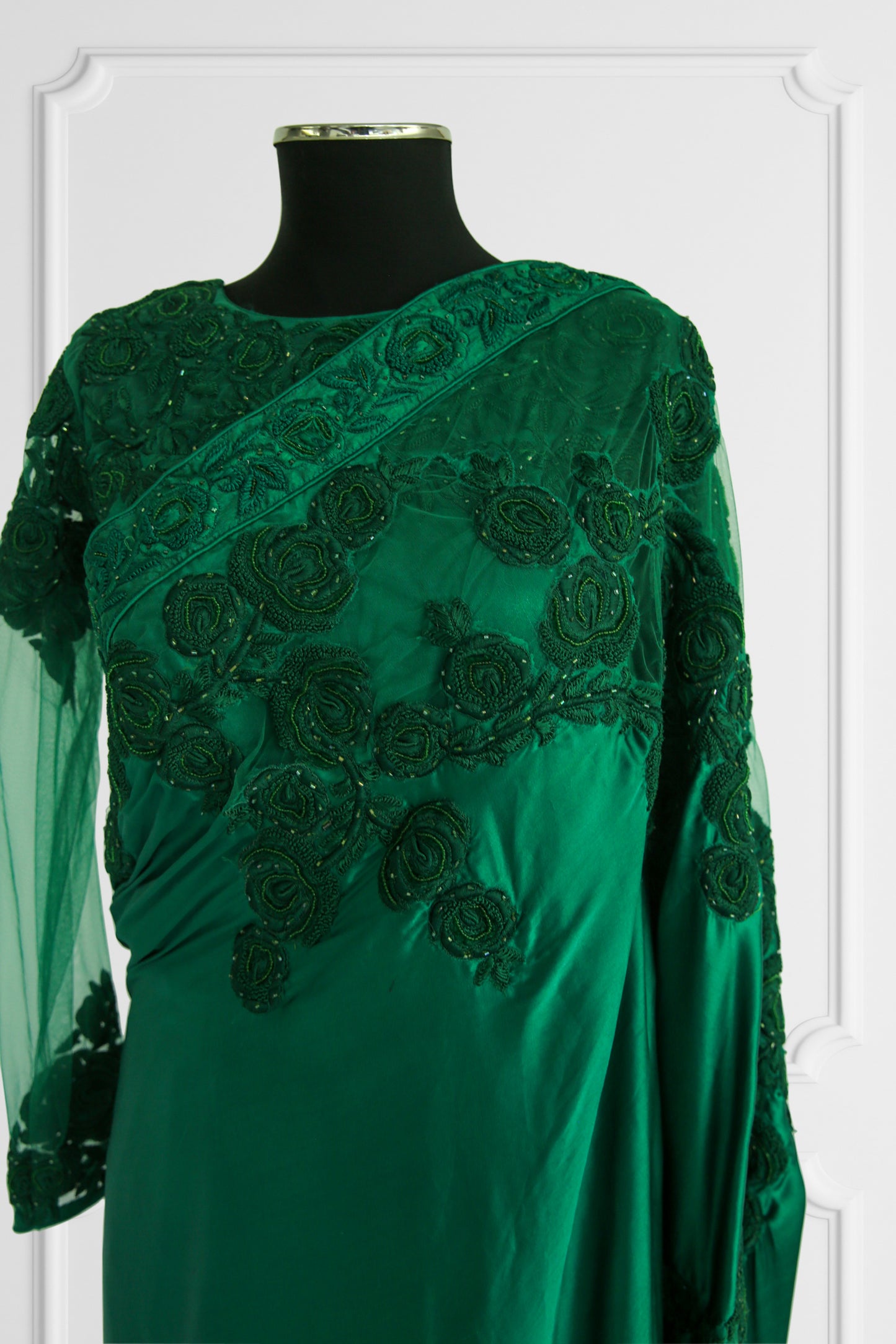 Silk Emerald Green Saree Set