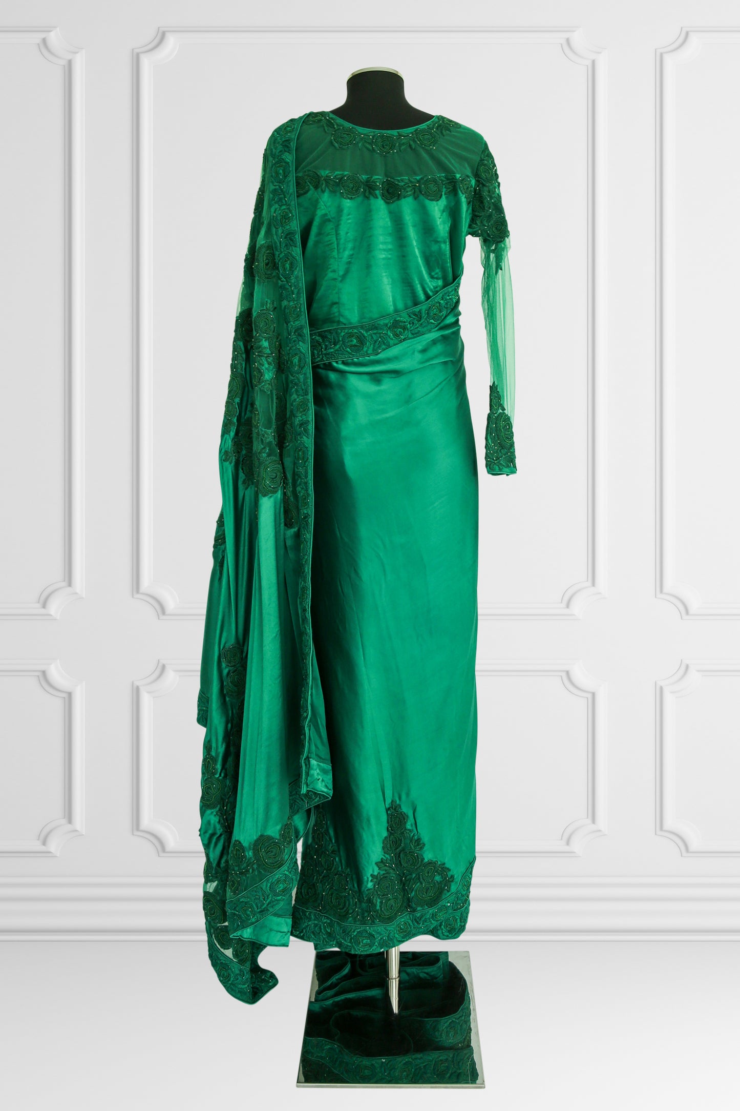 Silk Emerald Green Saree Set