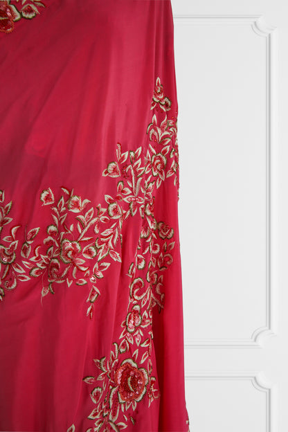 Silk Pink with Floral Border Saree Set