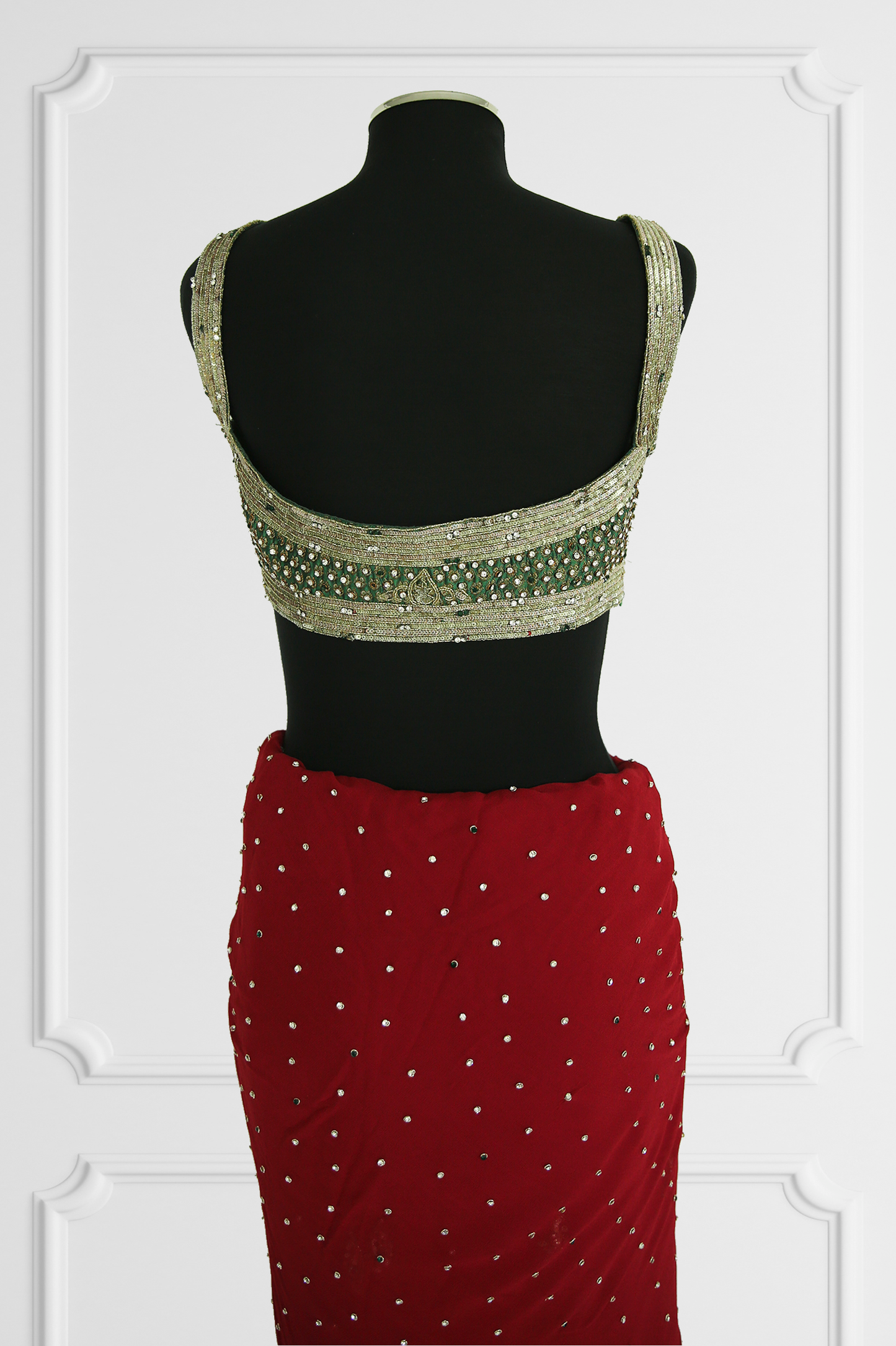 Statement Red Saree Skirt Set