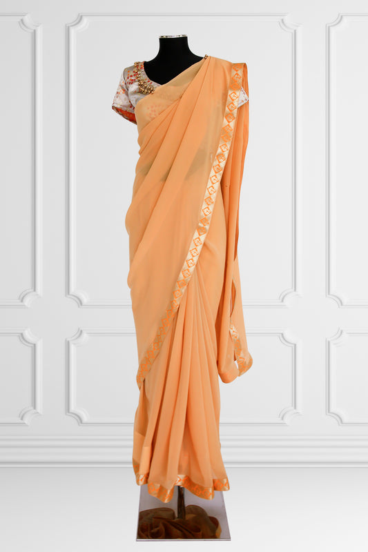 Peach Blossom Saree Set