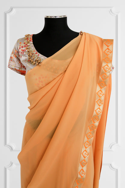 Peach Blossom Saree Set