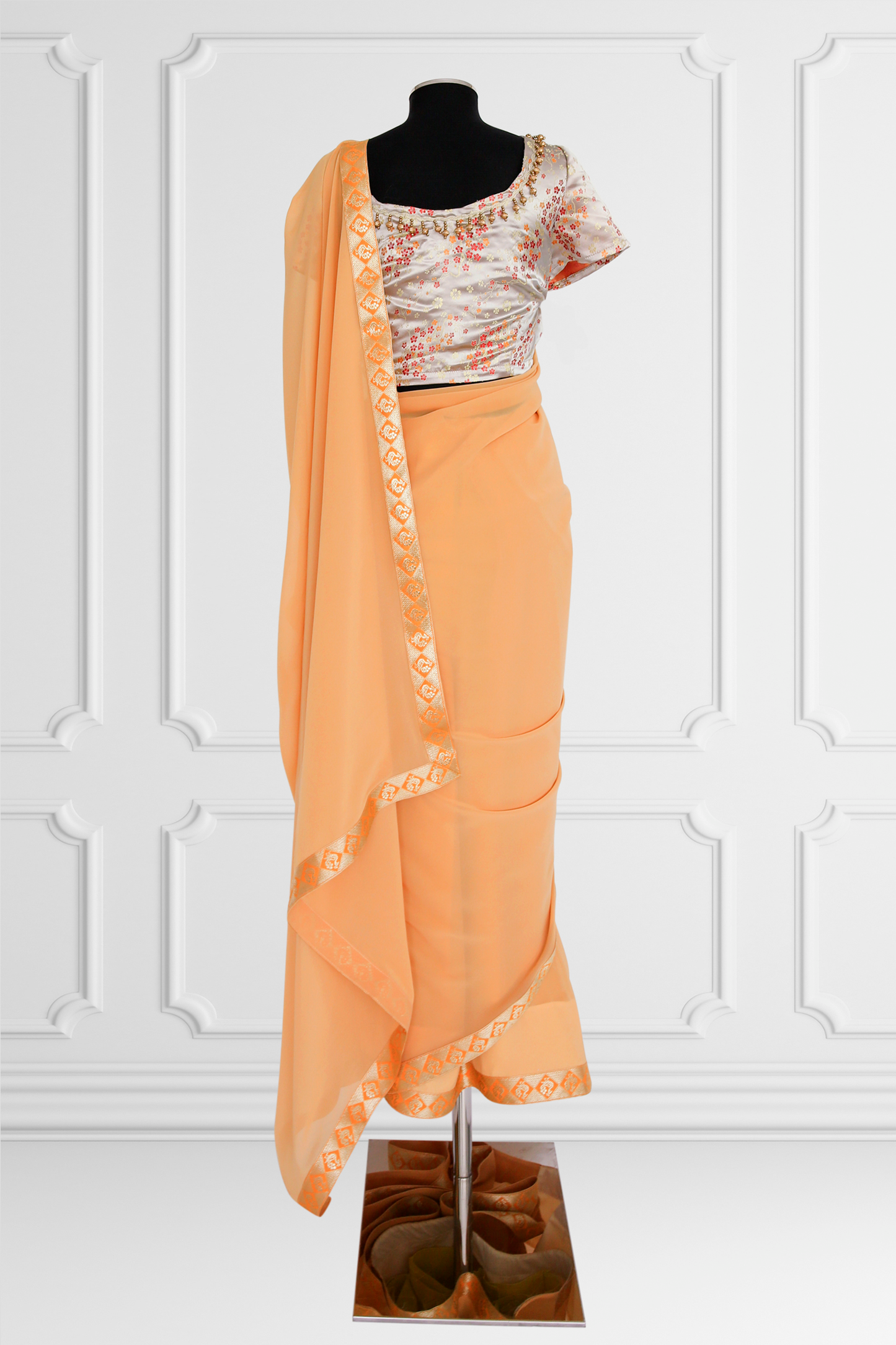 Peach Blossom Saree Set