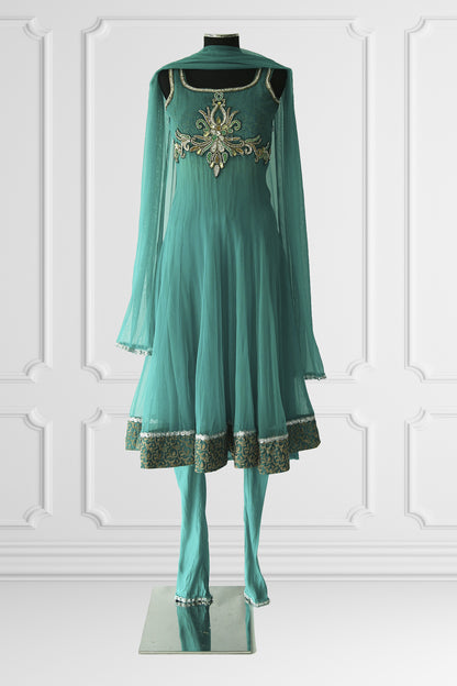 Turqoise Anarkali Set