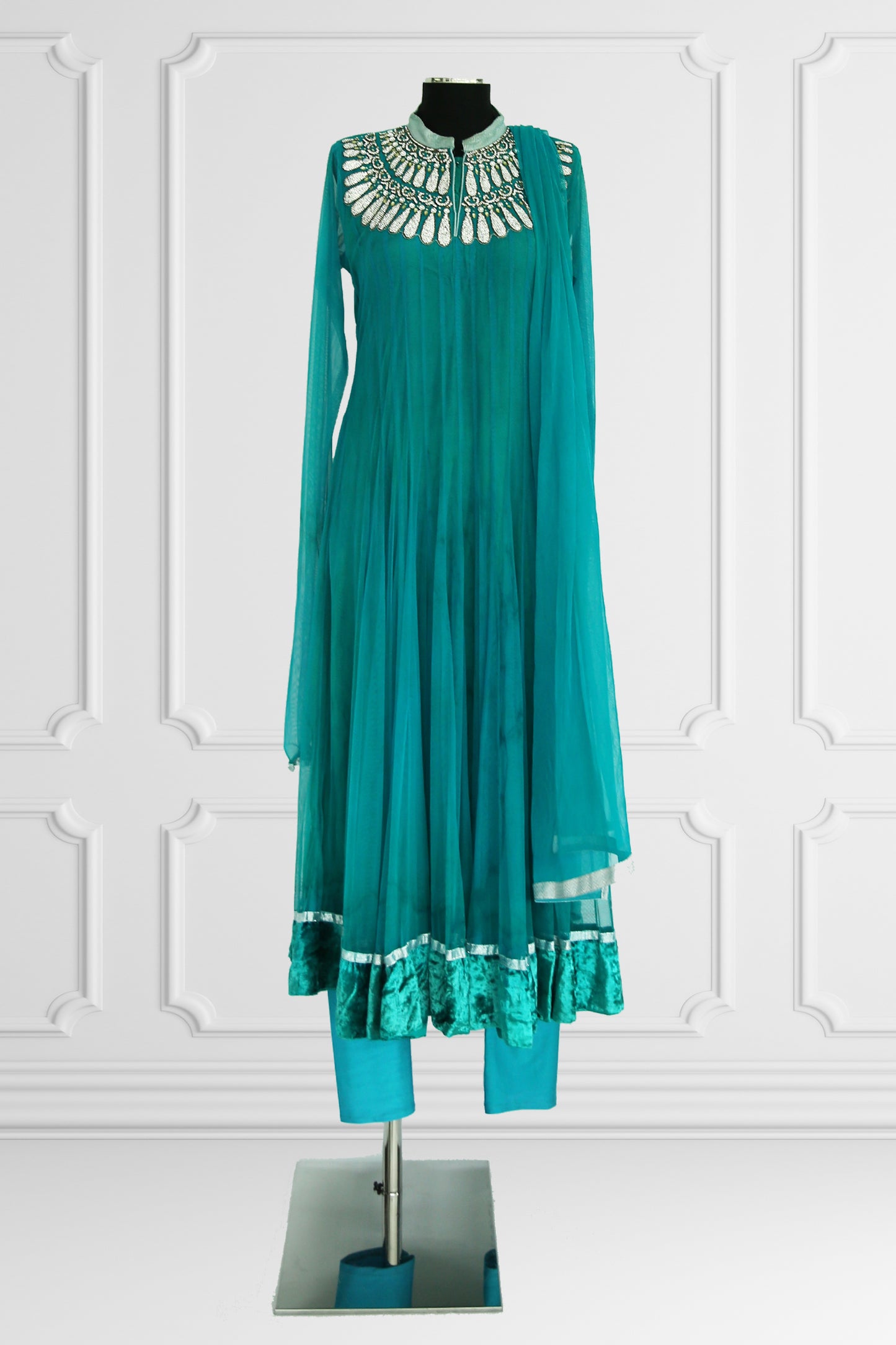 Turquoise Embelished Anarkali