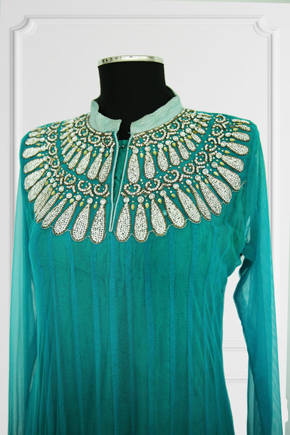 Turquoise Embelished Anarkali