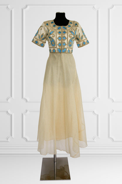 Turquoise and Cream Anarkali