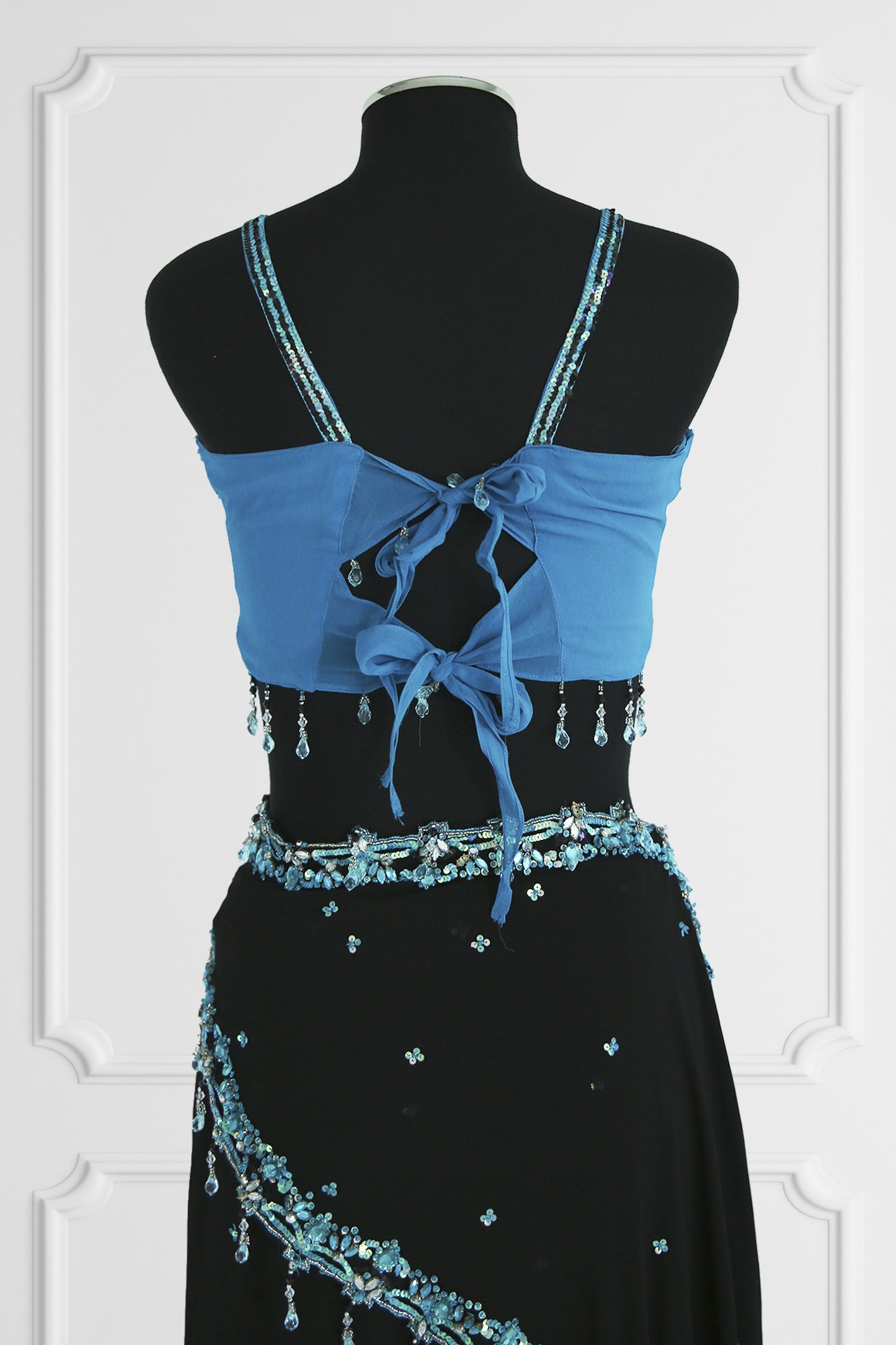 Two Blouse Bicolor Ready Made Black and Blue Saree