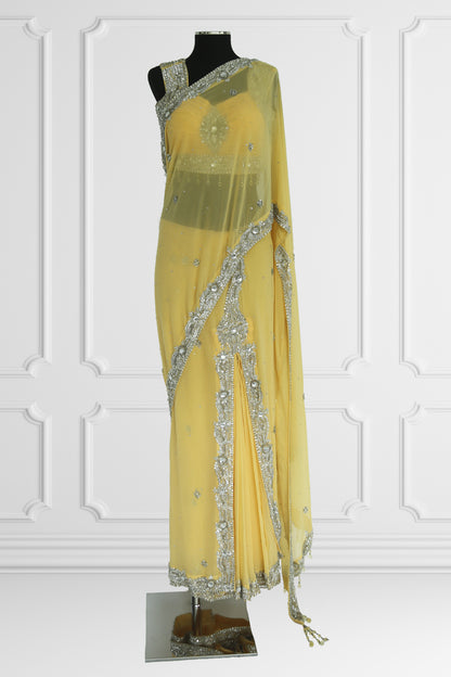 Yellow Ready Made Saree Set