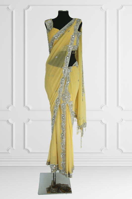 Yellow Ready Made Saree Set