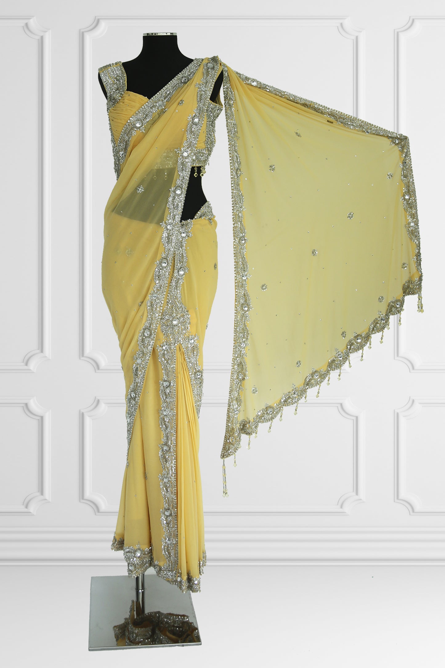 Yellow Ready Made Saree Set