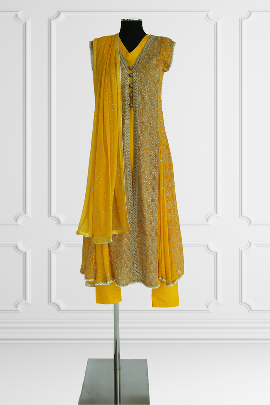 Yellow and Gold Kurta Set